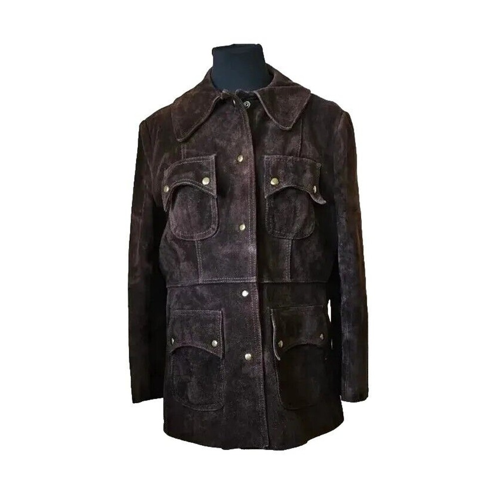 Montgomery Ward suede Heavy leather Sherpa Lined‎ Coat Vintage - Picture 13 of 14